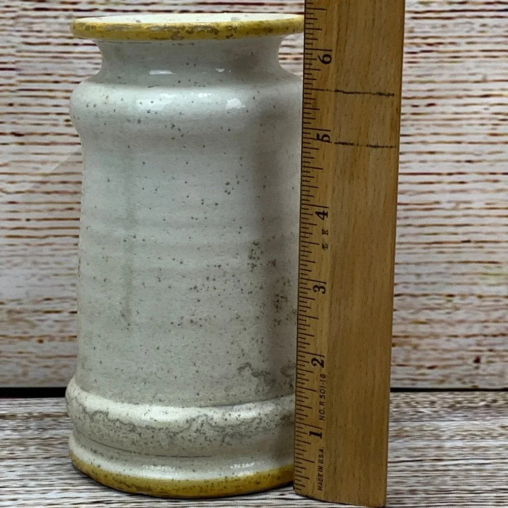 Antique Speckled Ceramic Vase Urn‎ w/ Crest Design Pottery Home Decor Accent